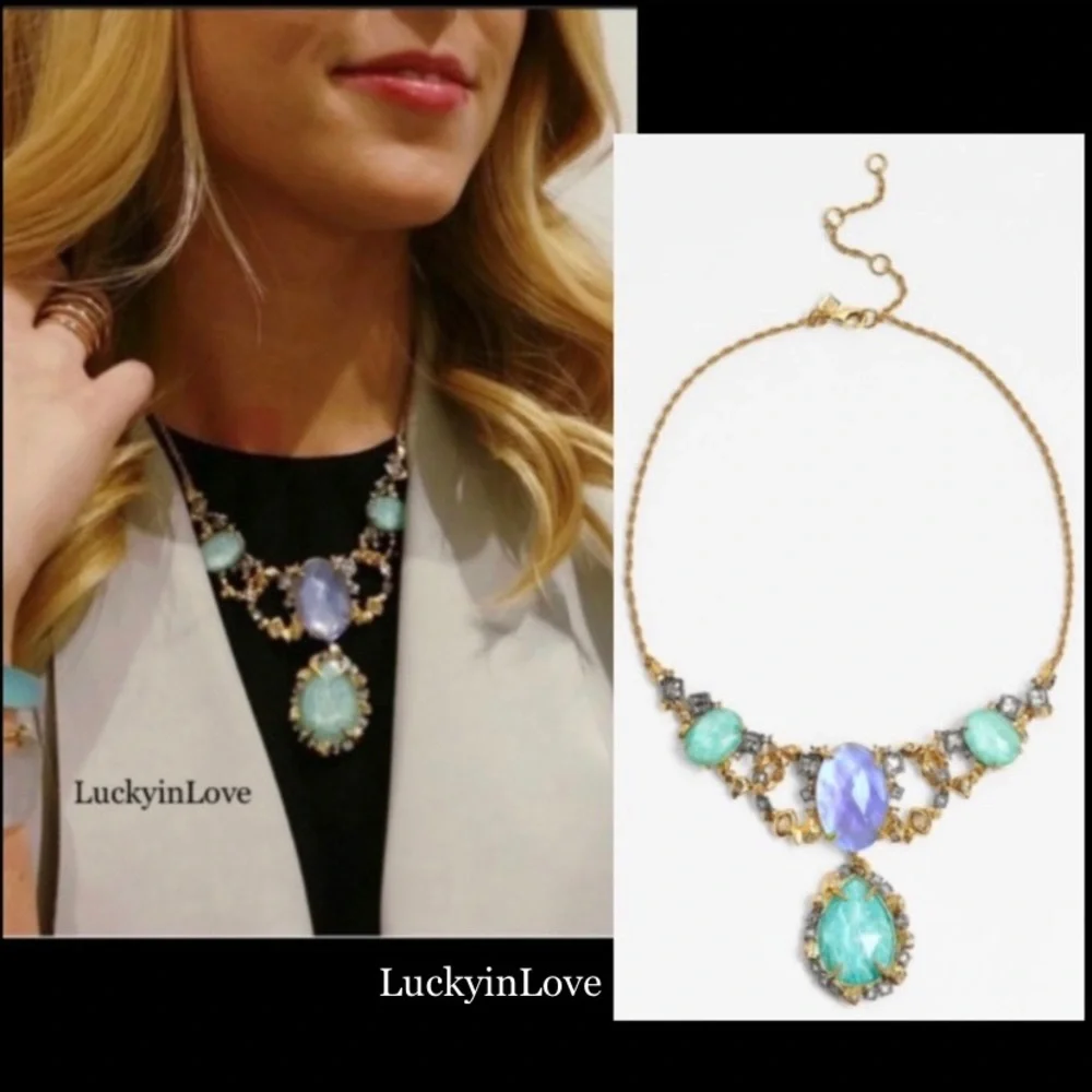 ALEXIS BITTAR • NEW Elements Amazonite Mother-Of-Pearl Crystal Bib Necklace
